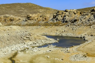 Mykonos, Cyclades, Greece - Dry Fokos Reservoir near Ano Mera. The Mykonos Municipal Water Supply