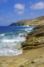 Mykonos, Cyclades, Greece - Fokos Beach, small settlement with sandy beach in the north of the