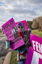 Farmington Hills, Michigan USA - 10 November 2025 - Activists picket U.S. Senator Haley Stevens'