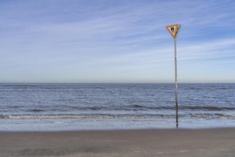 East Frisian North Sea island of Spiekeroog, Wadden Sea National Park, in winter, SOS, emergency