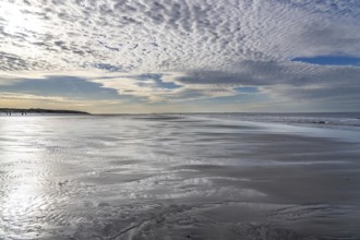 Wadden Sea near the East Frisian island of Spiekeroog, west of the North Sea island, at low tide,
