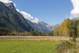 Valley view to Pyrenees mountains, Bielsa, Huesca province, Aragon, Spain - Ordesa y Monte Perdido,