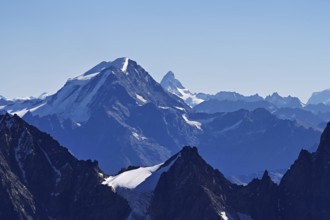 View of the Swiss Alps with the Matterhorn, Pointe Helbronner viewing terrace, Chamonix-Mont-Blanc,