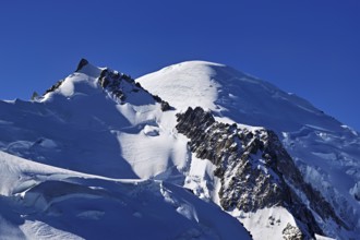 Mont Maudit covered with snow from the left, Mont-Blanc, Aiguille du Midi mountain station viewing