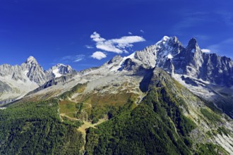 Snowy Aiguille Verte, Aiguille du Dru, Chamonix-Mont-Blanc, Haute-Savoy, France