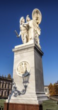 The shadow of a street lamp on the pedestals of the group of figures on the Schlossbrücke, Unter