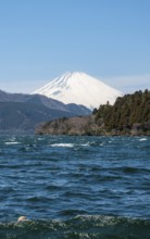View of Lake Ashi with Mount Fuji volcano, Hakone, Japan