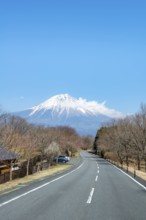 Road leads to Mount Fuji volcano, wanderlust, Yamanashi Prefecture, Japan