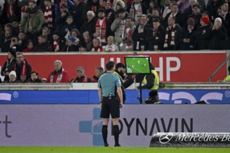 Referee Harm Osmers looks on VAR monitor, video assistant, video evidence, video referee video