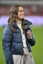 DAZN presenter reporter Christina Rann interviewed Mikro Logo MHPArena, MHP Arena Stuttgart,