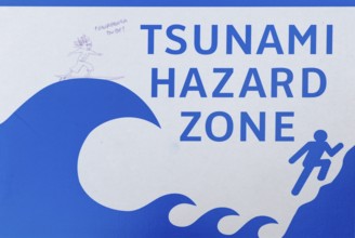 Tsunami Hazard Zone, tsunami warning sign, British Columbia, Canada