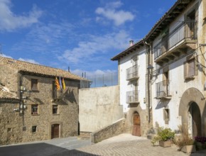 Buildings in the medieval village of Longás, Val d'Onsella, Zaragoza province, Aragon, Spain