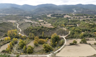 Countryside view from village of Isuerre, Val d'Onsella, Zaragoza province, Aragon, Spain