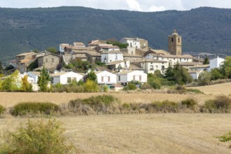 Buildings medieval village of Urriés, Val d'Onsella, Zaragoza province, Aragon, Spain