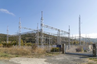 Red Eléctrica de España, electricity substation, Sangüesa, Navarre province, Spain