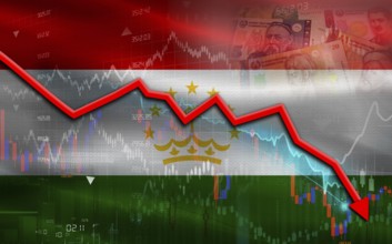 Tajikistan financial fall on economy market. Tajikistan financial crisis on economic graph