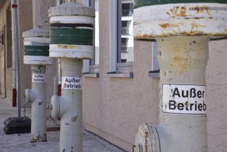 Old hydrants for the municipal water supply of fire departments in case of fire, Bavaria, Germany