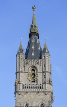 Belfry of Ghent, 91-metre-tall medieval tower with spire topped with gilded dragon in the old city
