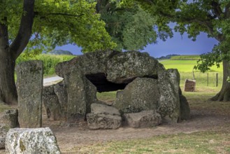 Grand Dolmen de Wéris, megalithic gallery grave, chambered tomb near Durbuy in summer, province of