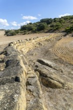 Presa de Cubalmena stone wall dam, Roman site of Los Banales, near Layana, Zaragoza province,