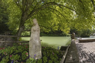 Stone sculpture of the beautiful Lau, Blaubeuren, Swabian Jura, Baden-Württemberg, Germany