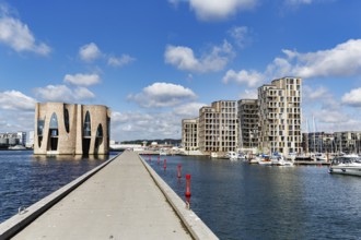 Havneøen, harbour island with fjord house, artist Olafur Eliasson, modern architecture, Vejle,