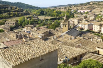 Rooftops of medieval village of Uncastillo, Cinco Villas, Zaragoza province, Aragon, Spain