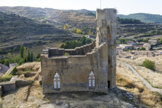 Palace of Pedro IV ruin medieval village of Uncastillo, Cinco Villas, Zaragoza province, Aragon,