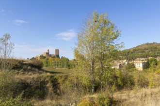 Castle of medieval village of Uncastillo, Cinco Villas, Zaragoza province, Aragon, Spain