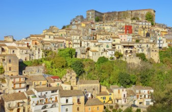 Low angle view of Ragusa Ibla historic town, Ragusa Ibla, Ragusa province, Sicily, Italy