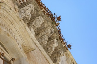 Baroque balcony, Palazzo Cosentini, Ragusa Ibla, Ragusa province, Sicily, Italy