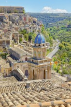 Elevated view of the church of Santa Maria dell'Itria and Ragusa Ibla in the distance, Ragusa Ibla,
