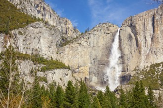 Upper falls at yosemite on a spring day