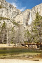 Upper falls and merced river at yosemite on a spring day