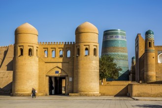 West gate Ata Darwase with Kalta Menar, Khiva, Uzbekistan