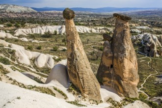 Three grances, fantastic tuff rock formations, Cappadocia, Turkey