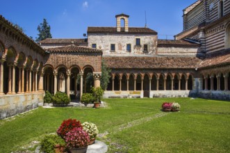 Cloister, built in 1123, San Zeno Maggiore, one of the most beautiful Romanesque churches in Italy,