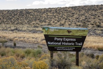 Austin, Nevada - A sign marks the path of the historic Pony Expresss trail