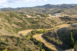 Countryside landscape view south east from Sos del Rey Catolico, Cinco Villas district, Zaragoza