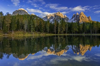 Mountain lake, mountains, reflection, sunny, evening light, Lake Antorno, Lake Antorno, Cadini