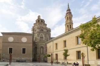 Mudejar Architecture of cathedral church Savior of Zaragoza, Plaza de San Bruno, Zaragoza, Aragon,