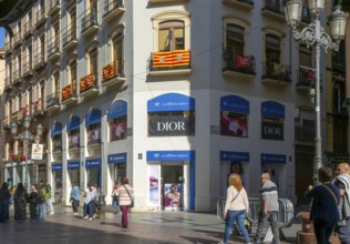 Perfume cosmetics shop store advertising Dior, Calle de Alfonso I, Zaragoza, Aragon, Spain