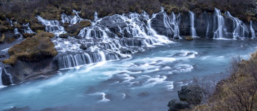 Waterfall, cascade, Hraunfossar, Iceland