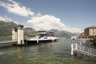 Bellagio, picturesque small town with views of the Alps, excursion steamer on Lake Como, Italian