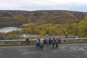 Group of visitors to the former NS Ordensburg Vogelsang, Eifel National Park, Schleiden-Gemünd,