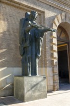 Bronze sculpture at City Hall of Ángel de la Ciudad, sculptor Pablo Serrano 1965, Zaragoza, Aragon,