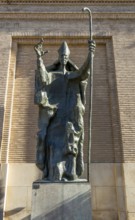 Bronze sculpture at City Hall of San Valero, Saint Valerius of Saragossa, sculptor Pablo Serrano