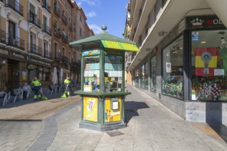 Historic street lONCE lottery kiosk, Calle de los Predicadores, Zaragoza, Aragon, Spain
