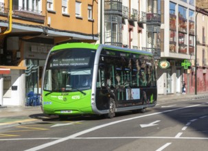 Inzar bus 100% electric vehicle public transport system of Zaragoza, Aragon, Spain, Europe operated