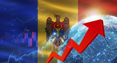 Global financial growth with Moldavia flag. Financial growth with Moldavia flag on economic
